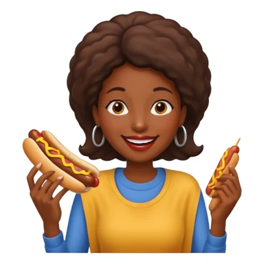 black woman eating hot dog  sticker