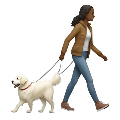 Woman walking a white golden retriever sticker