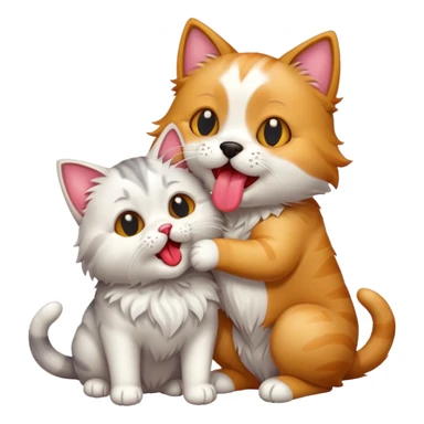 cat licking a dog sticker