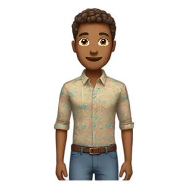Tan guy in Fitted button-up shirt with bright pattern sticker
