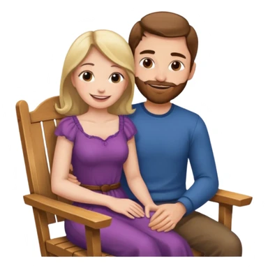 A woman sitting on a man's lap in a wooden chair face to face sticker