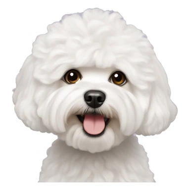 White maltipoo with big Afro sticker
