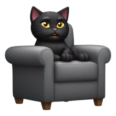 Angry Black cat sitting comfy in a armchair sticker