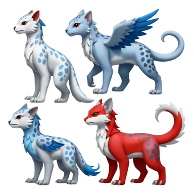 Trico-Snow-Leopard-Gryphon-Latias-Nargacuga-Silvally-fusion-creature (full body) sticker