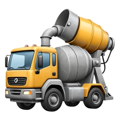 Generate an emoji where the concrete mixer delivers concrete to the disassembled concrete pump sticker