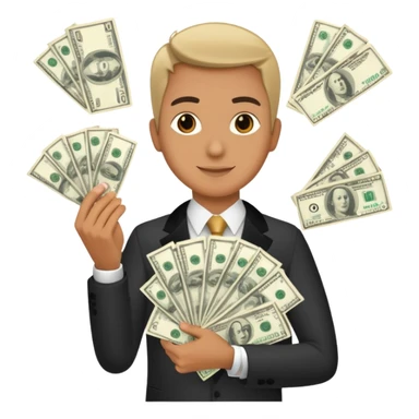 Add more cash flying around, bundles of US dollars, casino winnings vibe, lucky flight, jackpot feeling sticker