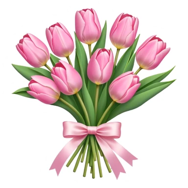 Pastel pink tulip bouquet with bow sticker