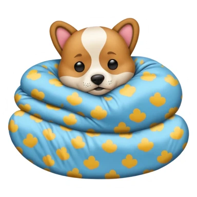 Quiero un emoji de un perro que esté durmiendo en su cama y tenga un pijama que pone ZZZ sticker