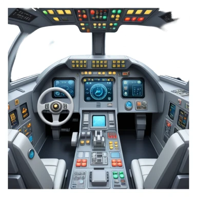 first person view inside spaceship cockpit with control panel and space visible through windshield sticker