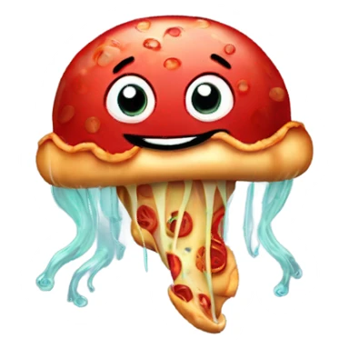 A jellyfish delivering a pepperoni pizza sticker
