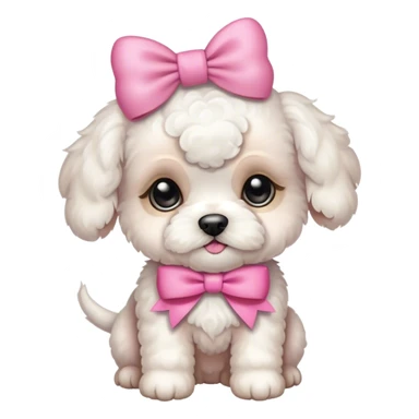 Schichon puppy pink bow sticker