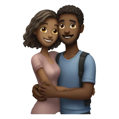 A guy and a girl hugging by the sea sticker
