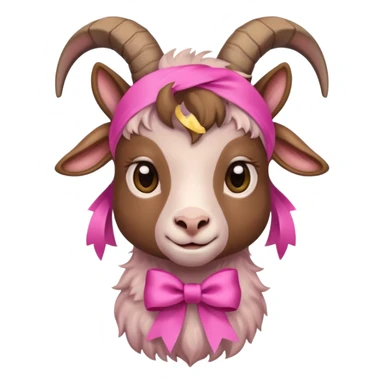 brown goat with pink ribbon pookie sticker