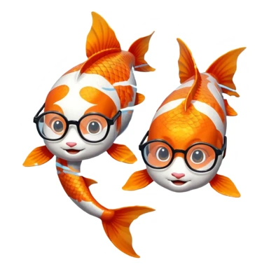 Two "koi" fishes male and female, wearing glasses. sticker