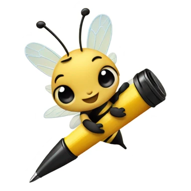 cute busy bee with pen sticker