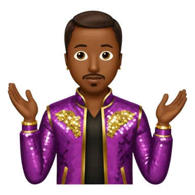 MC Hammer with dark brown hair, gold sequin outfit sticker