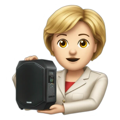 Angela Merkel with a big music speaker in her hand sticker