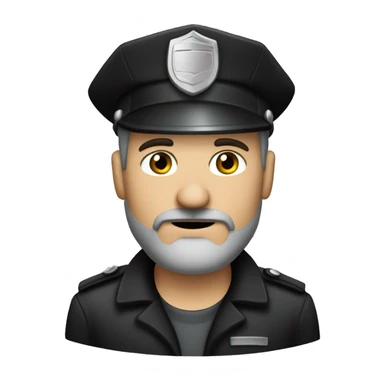 Grey goatee  security guard Man with black clothe sticker