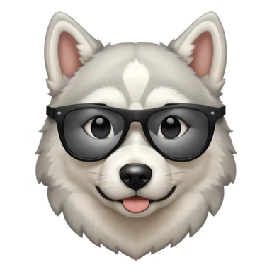white/grey husky dog with black sunglasses sticker
