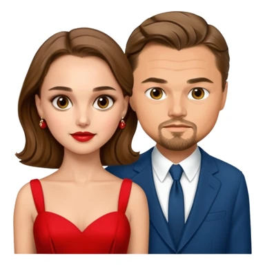 leonardo di caprio and Natalie Portman in a red dress sticker