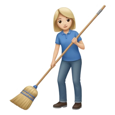 Person sweeping the floor with a broom sticker