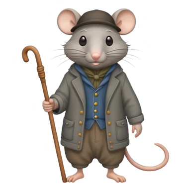 Old rat walking with old clothes and a cane  sticker