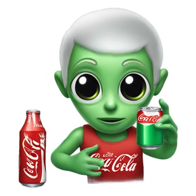An alien drinking coca cola sticker