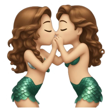 Two brown haired mermaids kissing sticker