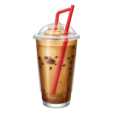  plastic cup of iced coffee with one straw. sticker