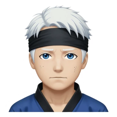 Satoru Gojo from Jujutsu Kaisen with white hair, blindfold, black and blue outfit, confident smirk sticker