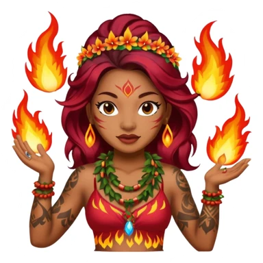 hawaiian female fire dancer with tattoos sticker