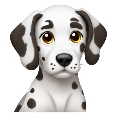 Puppy dalmation dog brown eyes without eyebrows white outline side view sticker