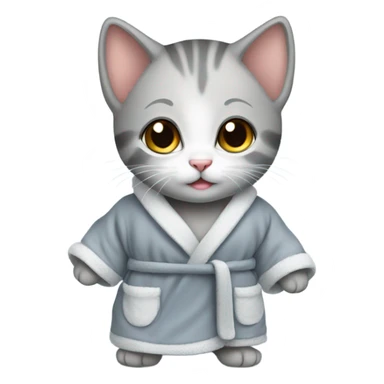 A baby kitten with a grey bathrobe on sticker