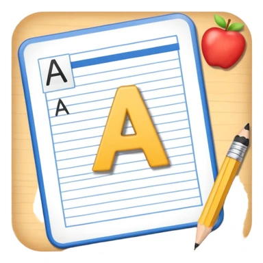 exam paper with “ABC” letters and a pencil sticker