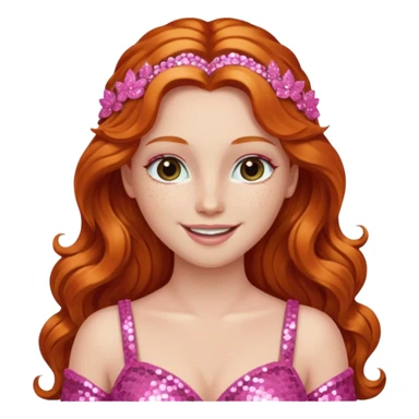 Venus, Goddess of Love from Gods and Goddesses with long ginger hair, pink sequin outfit sticker