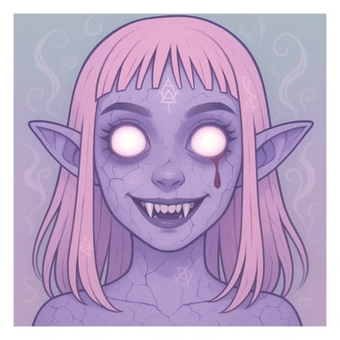 Add more horror details to this pastel horror profile picture, keep it cute, expressive, and minimal, in the style of imagen-4-fast (a detailed, high-quality, fast image generation style). Enhance the horror elements while maintaining the pastel color palette and minimalistic, cute expression. sticker