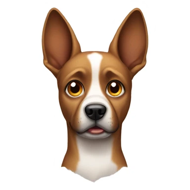 Dog with brown pointy ears with a hurt eye sticker