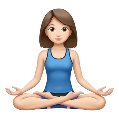 This same girl is sitting in a lotus position, with valley-length hair, wearing sportswear, with fair skin, brown eyes, and normal body proportions. sticker