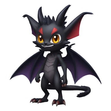  Kawaii Edgy Cool Vampiric Beautiful Noivern-Nargacuga-Litten with big Bat Ears full body sticker