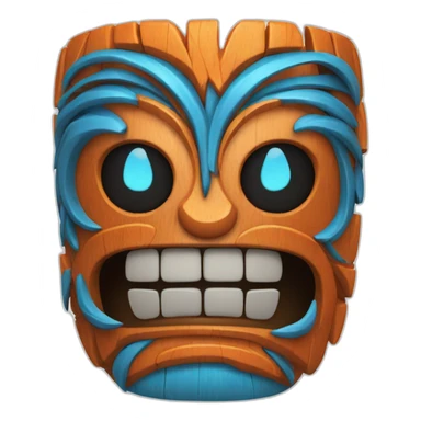 Tiki with colors blue and orange-tornado-fun-love-surf sticker