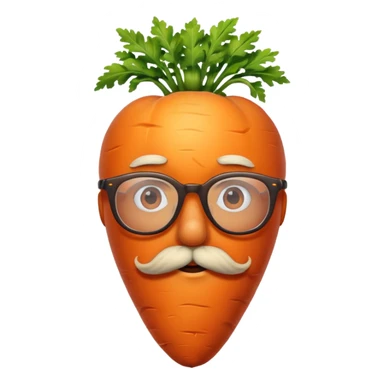 short orange carrot with red mustache and glasses sticker