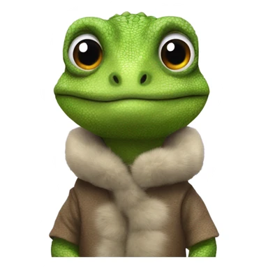Lizard wearing a fur coat sticker