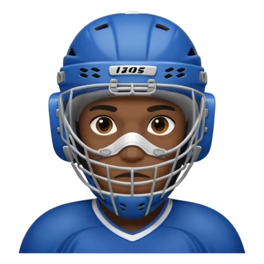 Black ice hockey player who have  a goalkeeper mask sticker