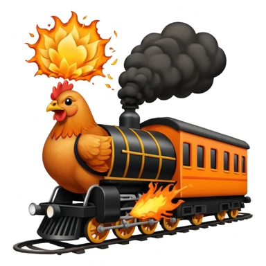 Chicken eating a train while exploding sticker