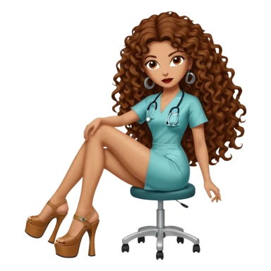 Sensual Spanish Lilith core evil surgeon.hair is brown long and  curly with 7 inch platform heels.she is a  Surgeon that works for the cartel sticker