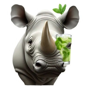 A rhino drinking a mojito sticker