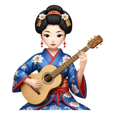 geisha play guitar sticker
