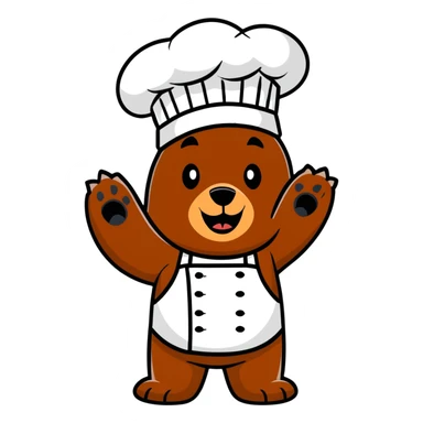 Grizzly Bear  wearing a chef hat make him scary sticker