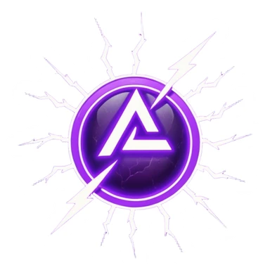 Purple rune with lightning bolts emanating from it. sticker