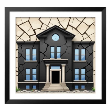 A broken/abandoned school with cracks and dust  with no back ground sticker